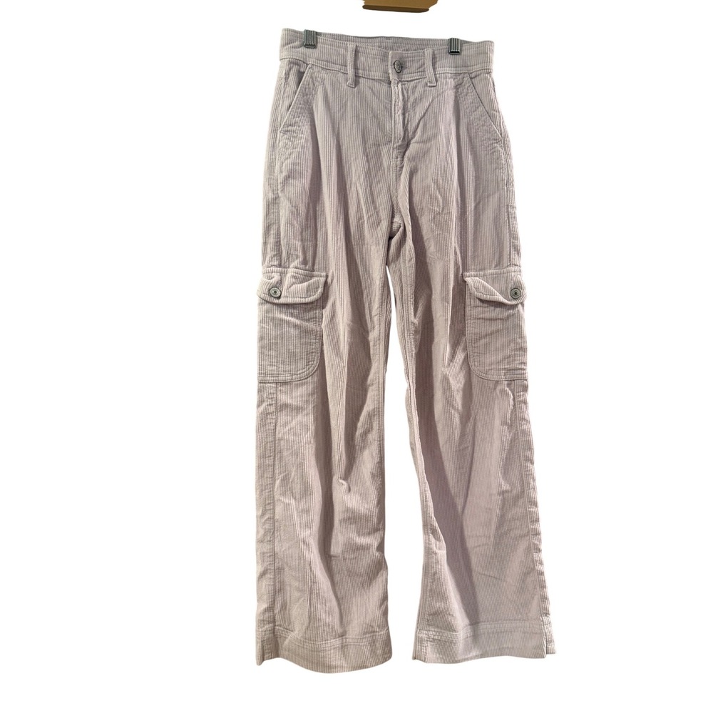 American Eagle Cargo Pants Womens 000 Short‎ Pink Corduroy High Waisted Utility